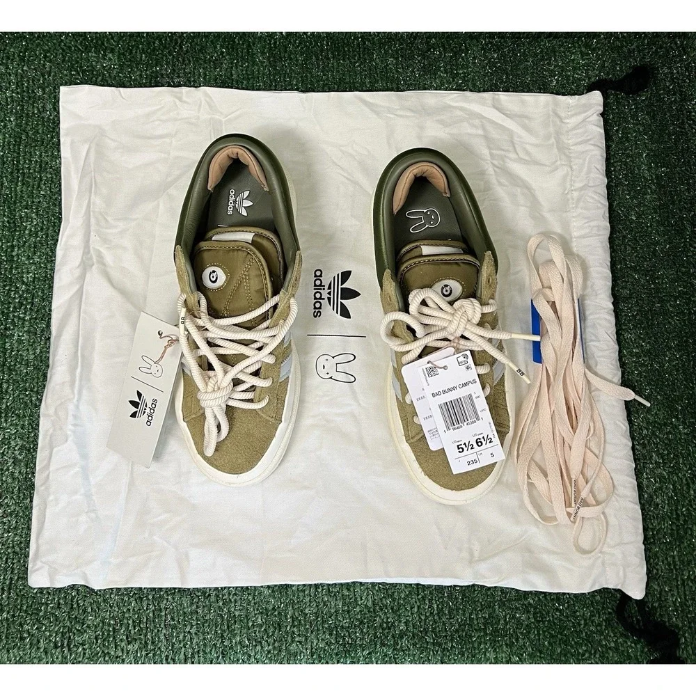 Adidas Campus Light x Bad Bunny 'Wild Moss' Olive Men's 5.5 Women's 6.5 ID7950